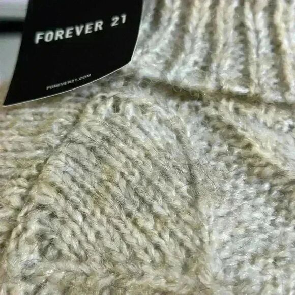 Forever21 Knit Distressed Turtleneck Womens Sweater Dress Sweater M Oatmeal 0017 - Picture 5 of 11